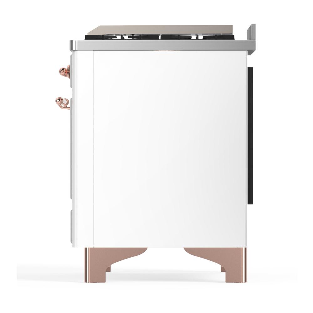 ILVE UMD40FQNR3WHPLP Majestic III 40 inch Dual Fuel Range with 6 Burners and Griddle, Dual Function Burner up to 25,000 BTU (Liquid Propane, Solid Door, White, Copper)
