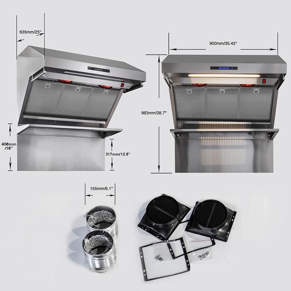 Forno Savona 36-Inch Wall Mount Range Hood, Hybrid Filters, Backsplash Included