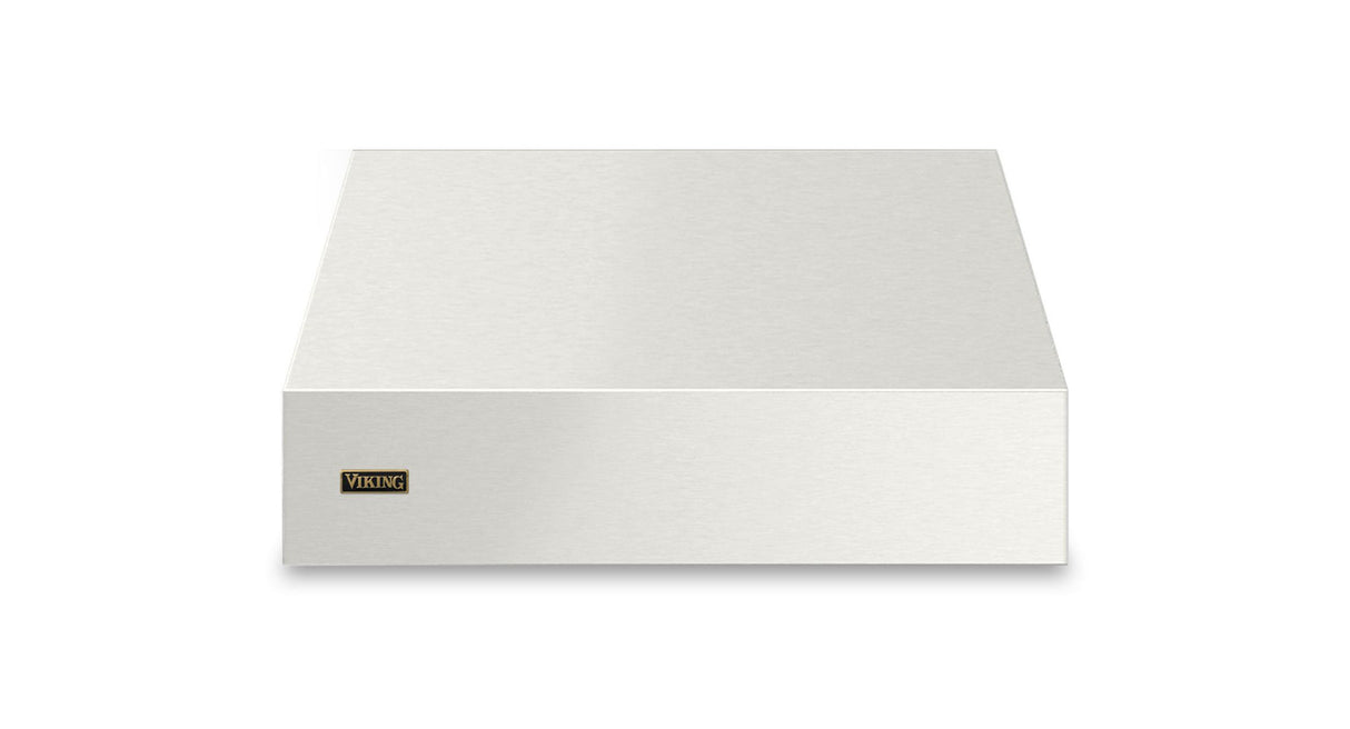 36"W. 18"H. Wall Hood (Finish: Pure White, Trim: Brushed Brass)