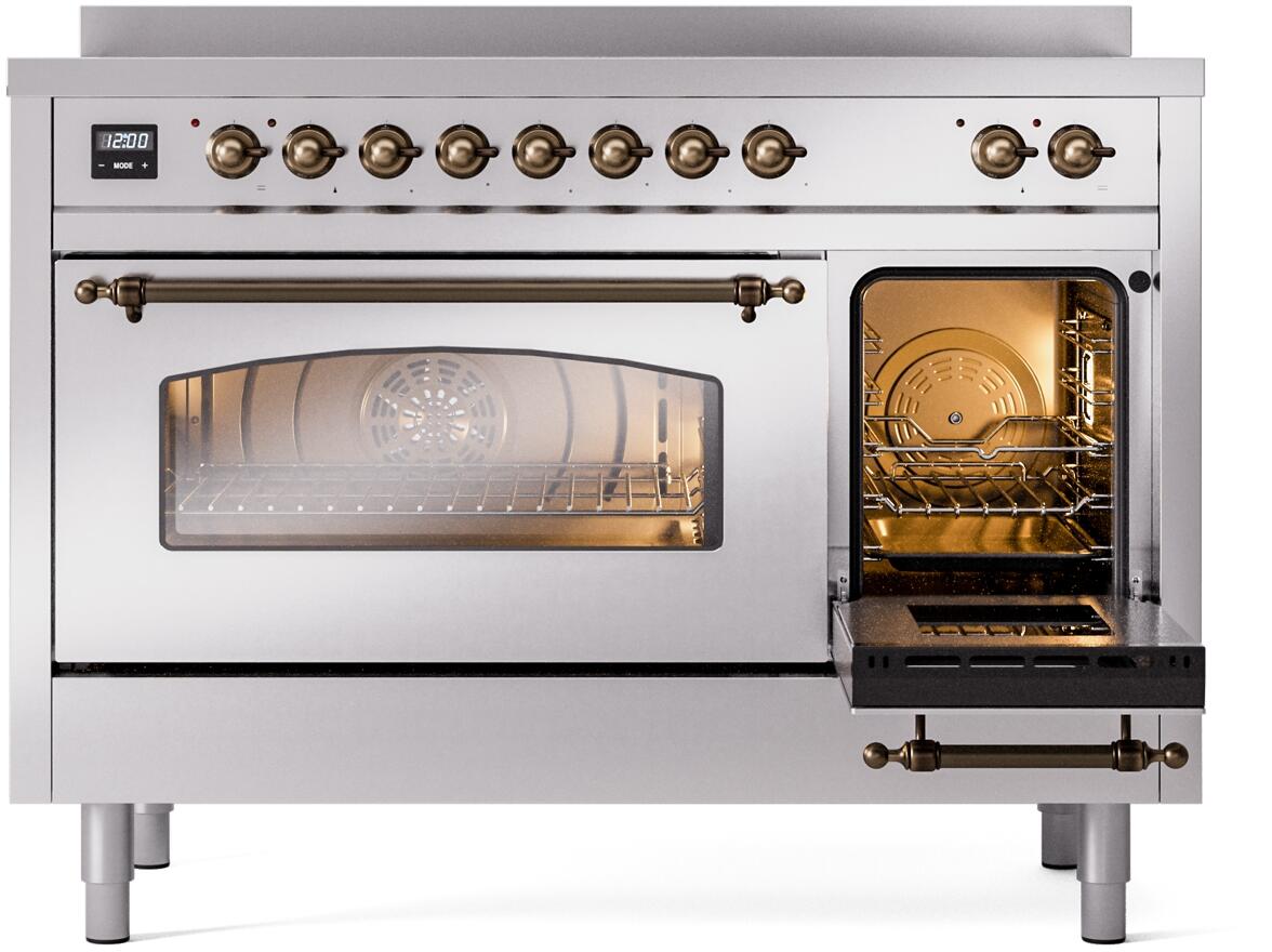 Nostalgie II 48 Inch Electric Freestanding Range in Stainless Steel with Bronze Trim