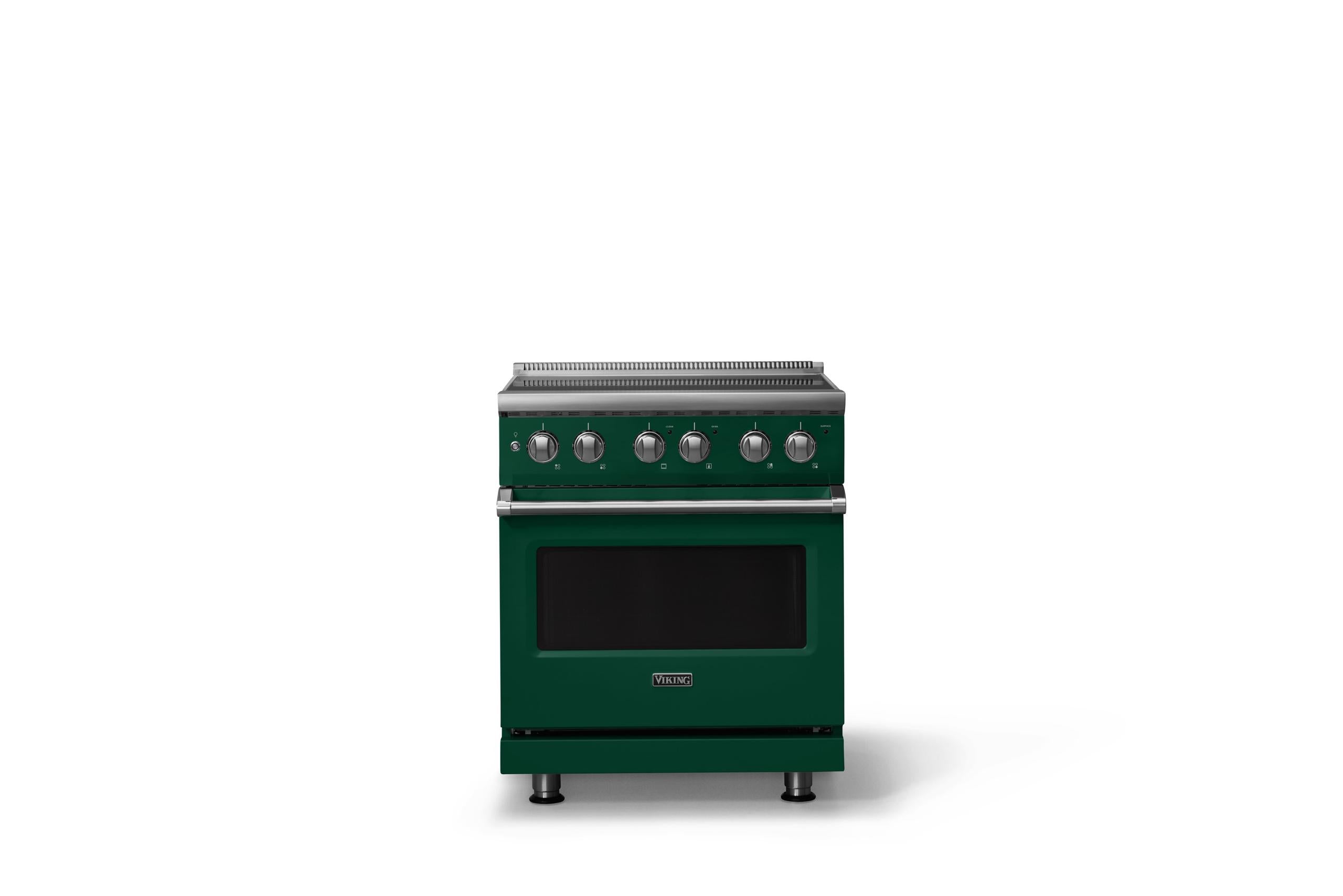 30"W. Electric Range (Finish: Ivy, Trim: Polished Chrome)