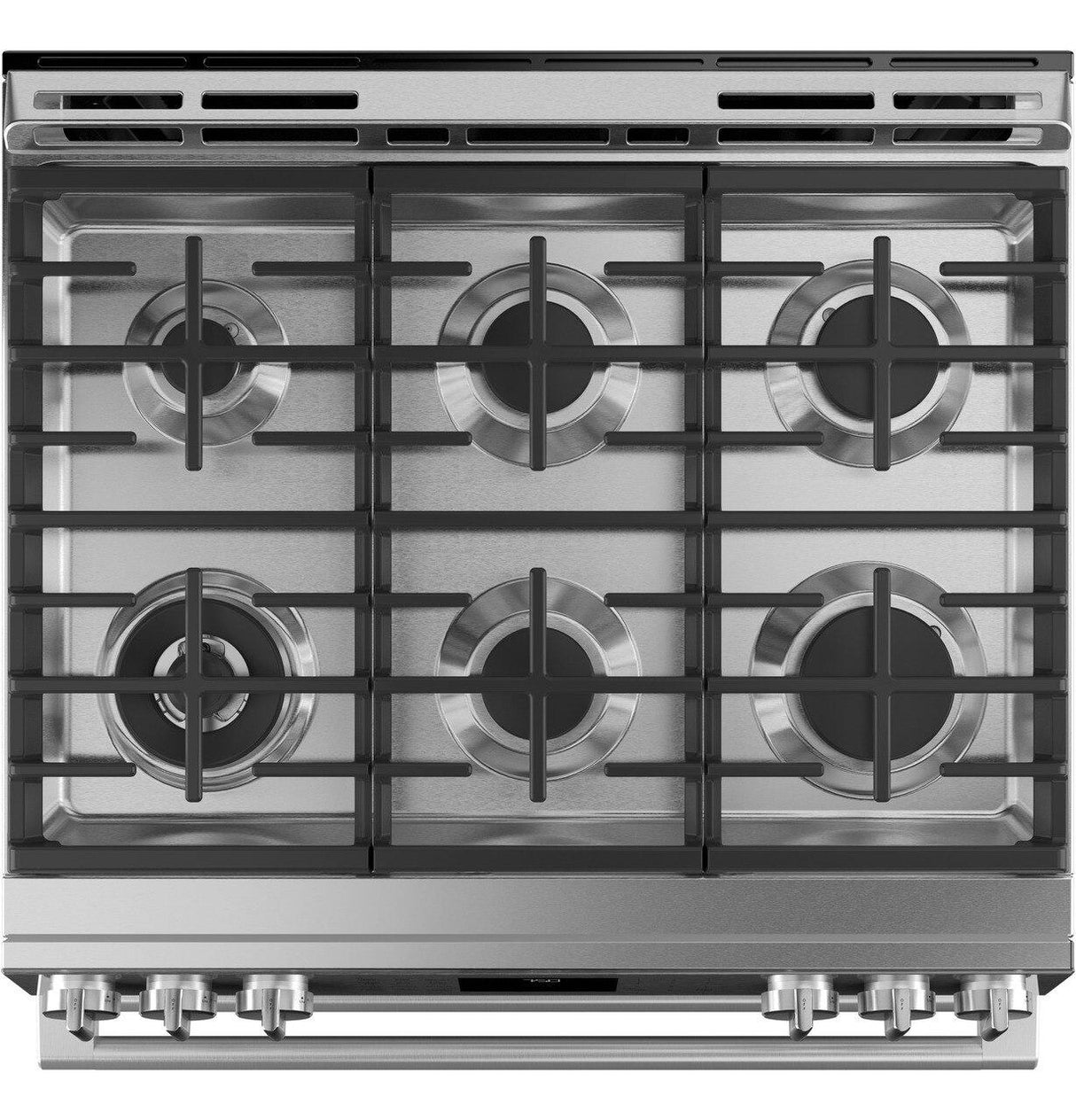 Café™ 30" Smart Slide-In, Front-Control, Gas Double-Oven Range with Convection in Platinum Glass
