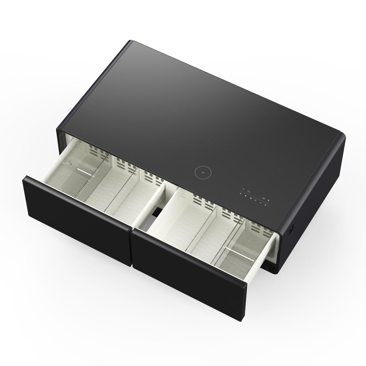 Forno Evoluto Tavolo 51-Inch Black Smart Coffee Table - Dual Refrigerator Drawers, Bluetooth 5.0 Audio, Wireless Charging & RGB Ambient Light