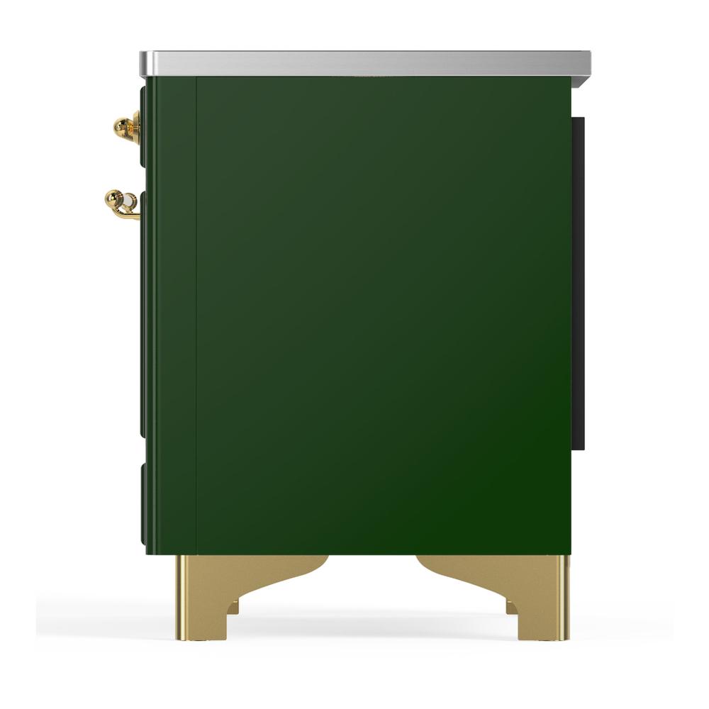 ILVE UMDIB40NR3EGG Majestic III 40 inch Induction Range with 6 Elements, 3.82 cu. ft. Total Oven Capacity (Triple Glass Door, Emerald Green, Brass)