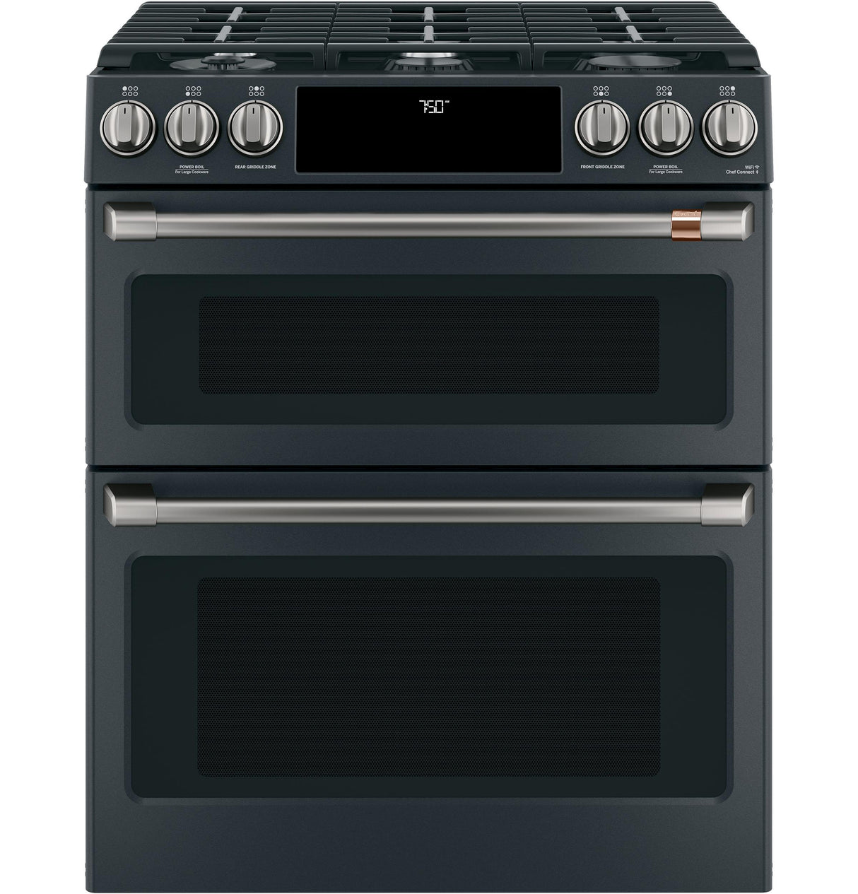 Café™ 30" Smart Slide-In, Front-Control, Gas Double-Oven Range with Convection
