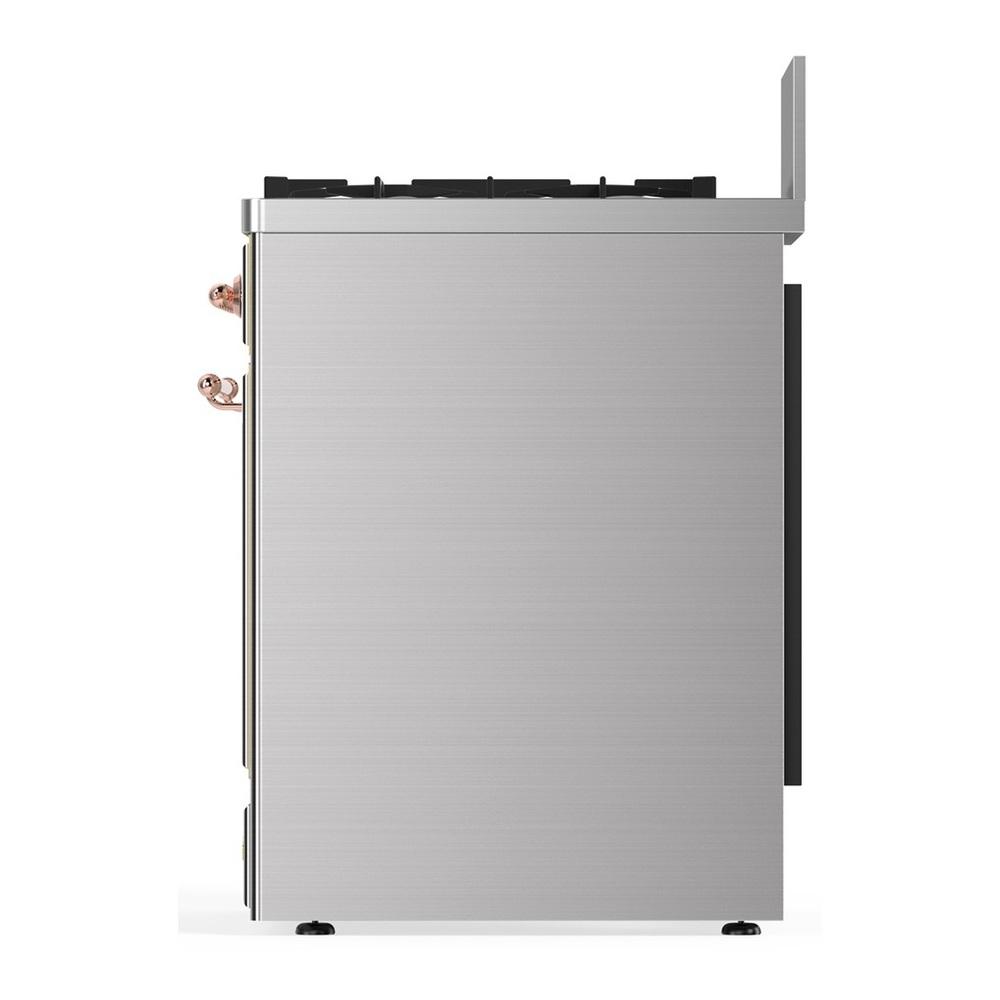 ILVE UM30QNR3SSP Majestic III 30 inch Dual Fuel Range with 5 Black Brass Burners, Dual Function Burner up to 25,000 BTU (Natural Gas, Solid Door, Stainless Steel, Copper)