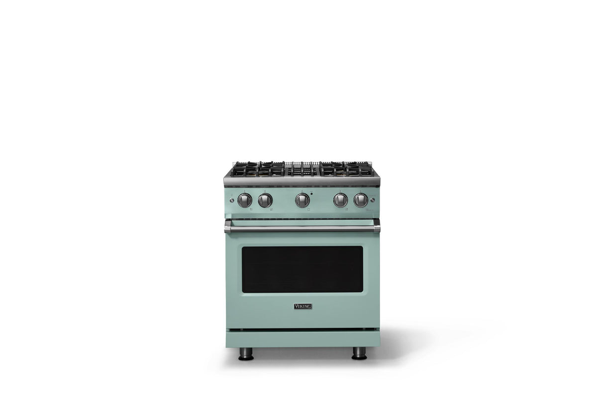 30"W. Sealed Burner Gas Range (Finish: Splash, Trim: Polished Chrome, Fuel: Natural Gas)