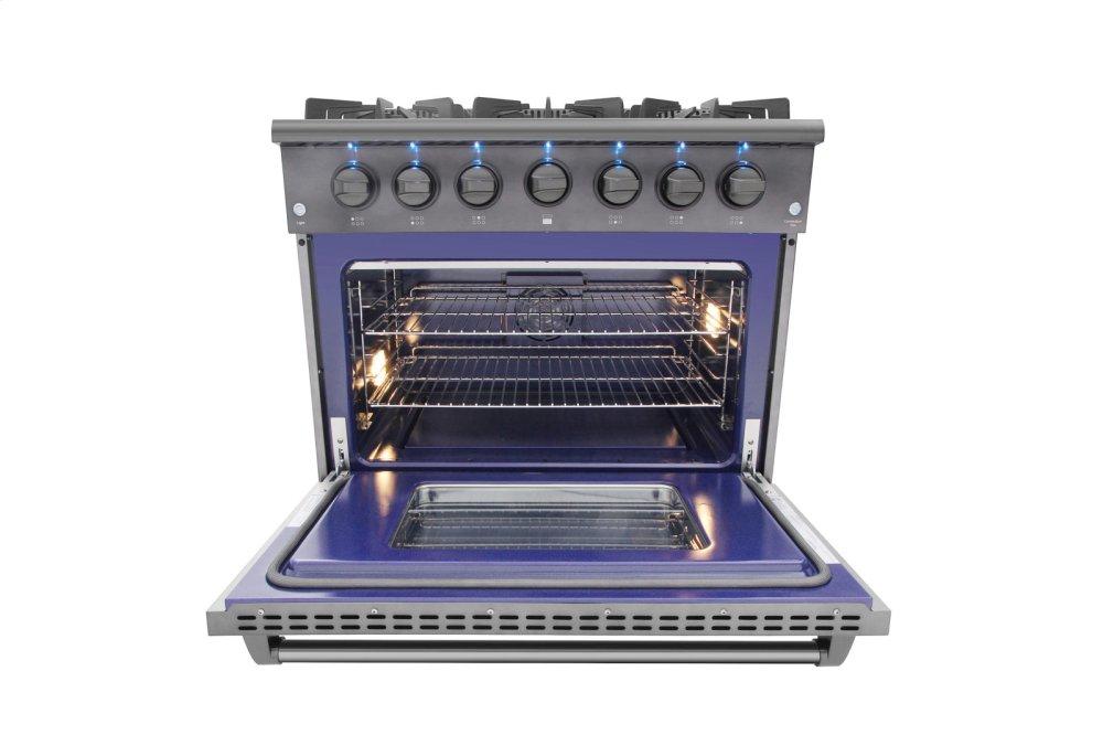 36 Inch Professional Gas Range In Black Stainless Steel
