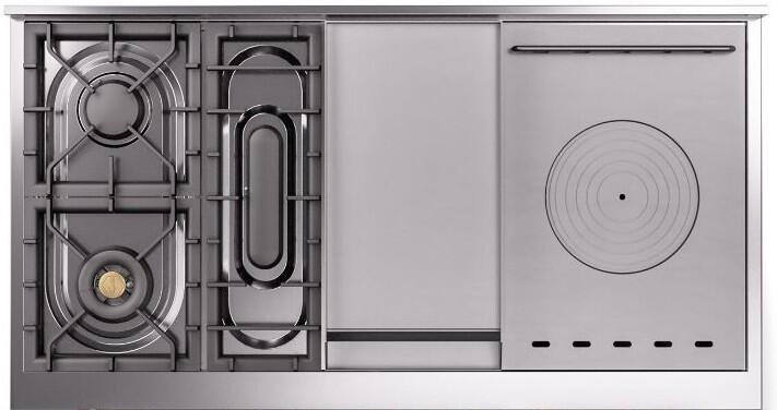 Nostalgie II 48 Inch Dual Fuel Natural Gas Freestanding Range in Matte Graphite with Brass Trim