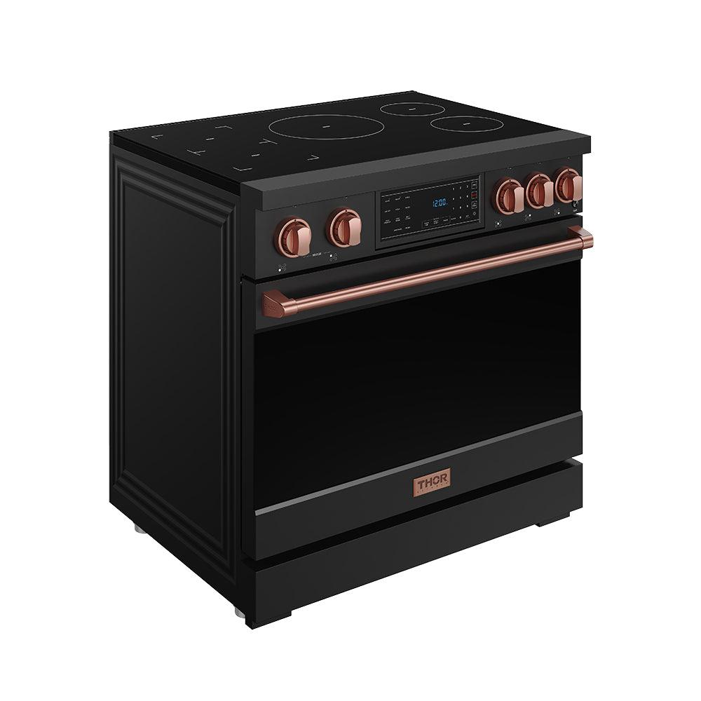 36 Inch Professional Induction Range With Tilt Panel Touch Control In Black and Rose Gold Gordon Ramsay Series