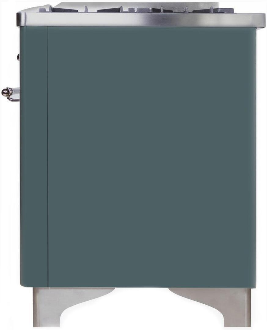 Majestic II 36 Inch Dual Fuel Natural Gas Freestanding Range in Blue Grey with Chrome Trim