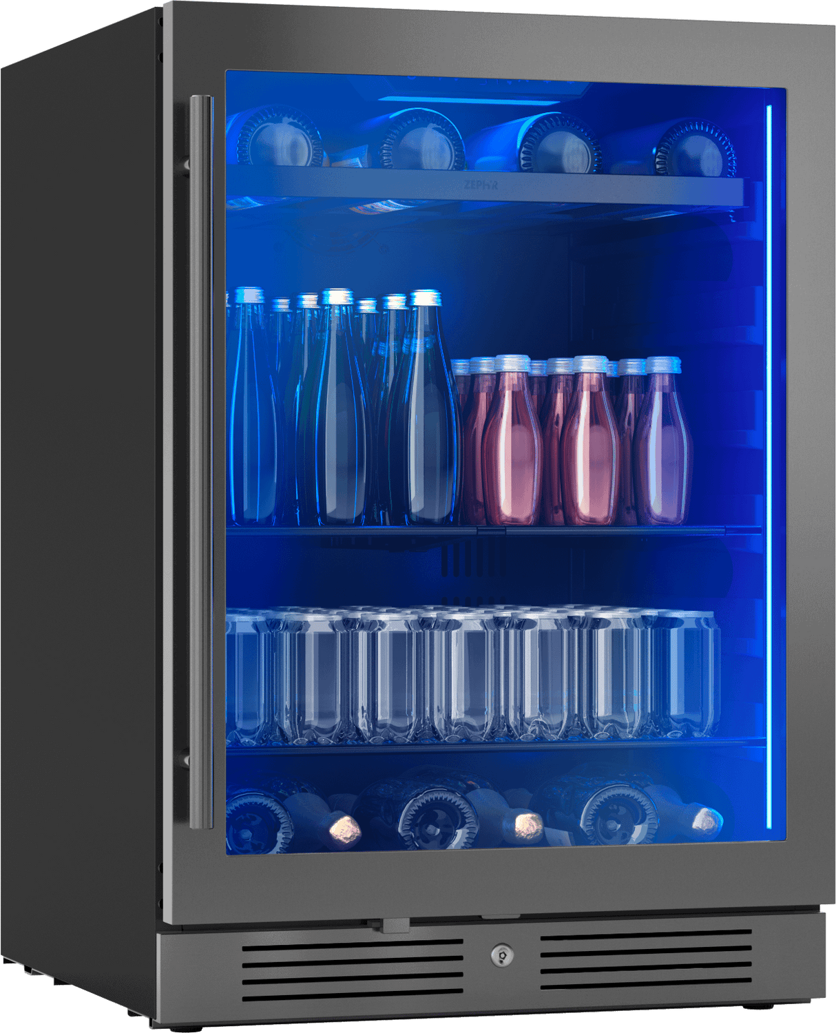 Presrv Bev Cooler, 24in UC, Blk SS+Gls, Rvs Dr, 1Z
