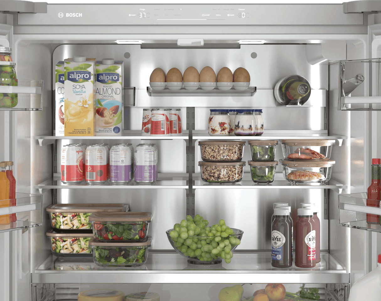 800 Series French Door Bottom Mount Refrigerator, Glass door 36" White, Total No Frost