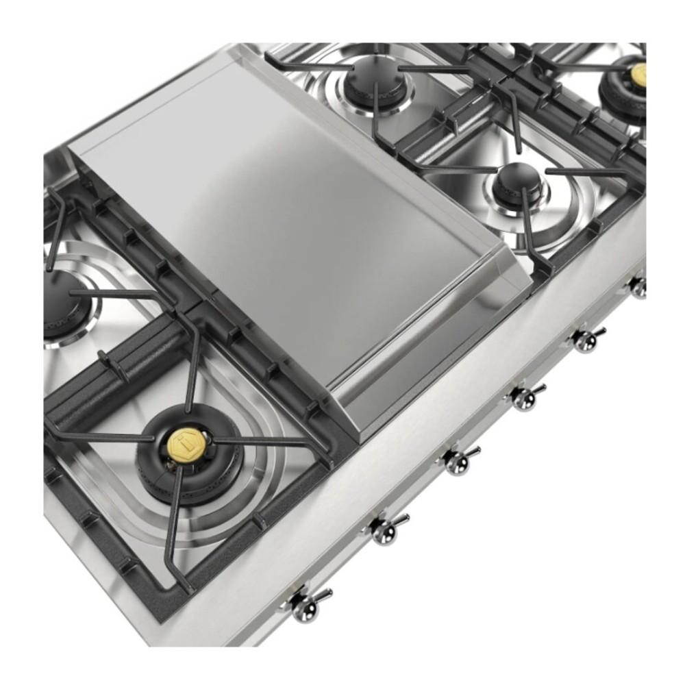 ILVE UHCP48FNSSC Nostalgie II 48 inch Built-In Gas Rangetop with Griddle, in Stainless Steel (Natural Gas, Chrome)