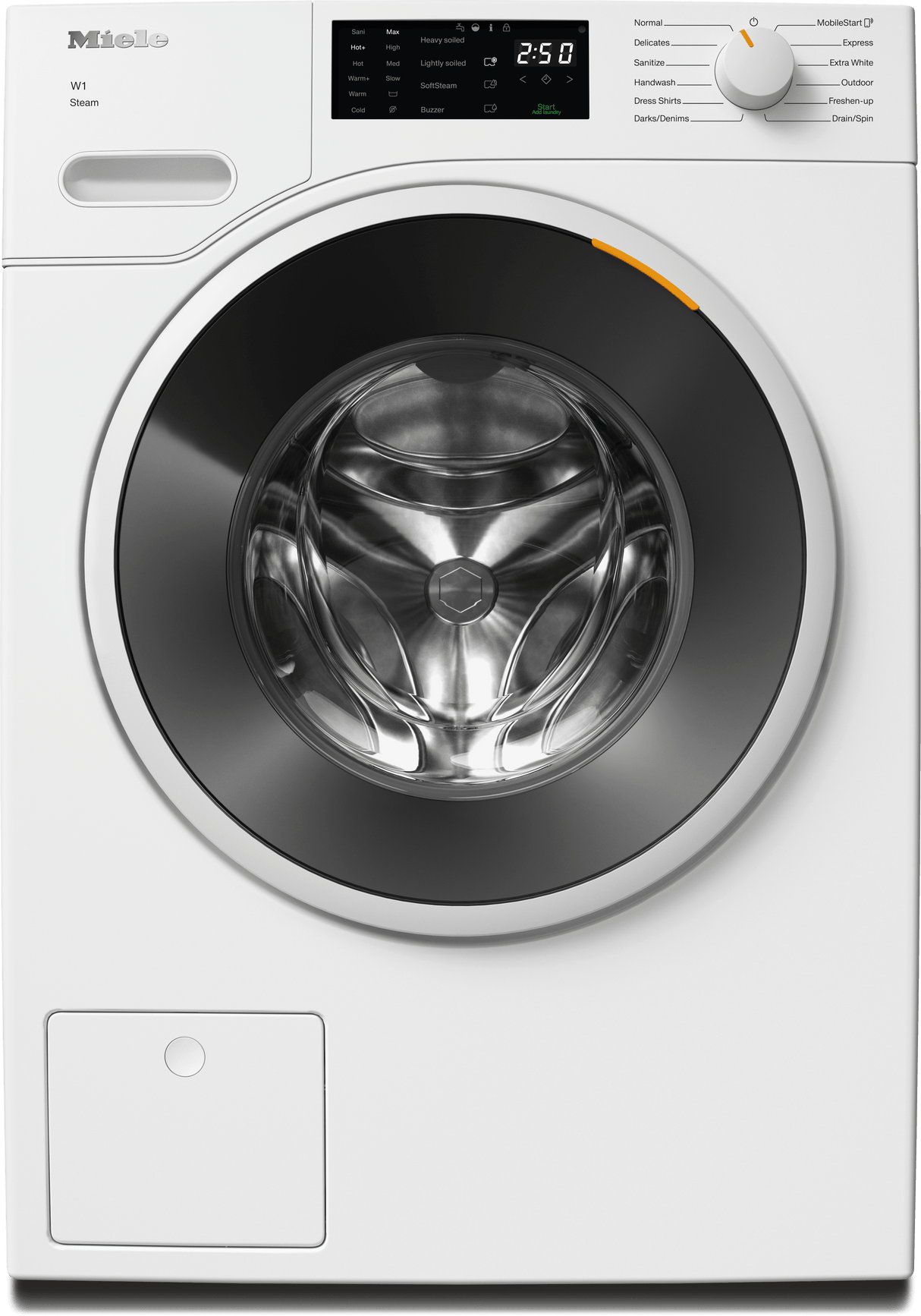 WXC280 WCS Steam - W1 front-loading washing machine: 8 kg 1600 rpm Pre-Ironing Miele@home CapDosing Honeycomb Drum