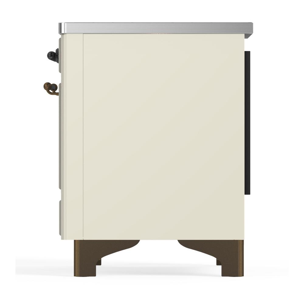 ILVE UMIB36QNR3AWB Majestic III 36 inch Induction Range with 6 Elements, 3.5 cu. ft. Total Oven Capacity (Solid Door, Antique White, Burnished)