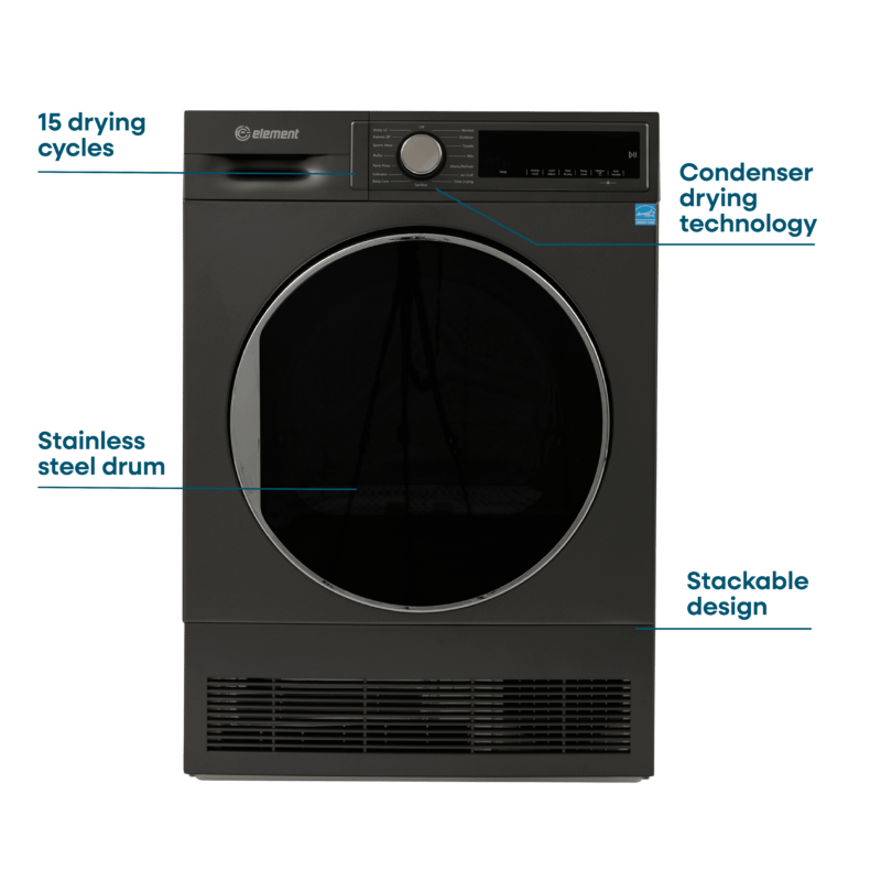Element 4.0 cu. ft. Front Load Electric Dryer - Gray, ENERGY STAR (ECD4224EGG)