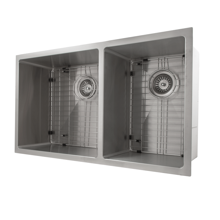 ZLINE 33 in. Chamonix Undermount Double Bowl Stainless Steel Kitchen Sink with Bottom Grid (SR60D-33)