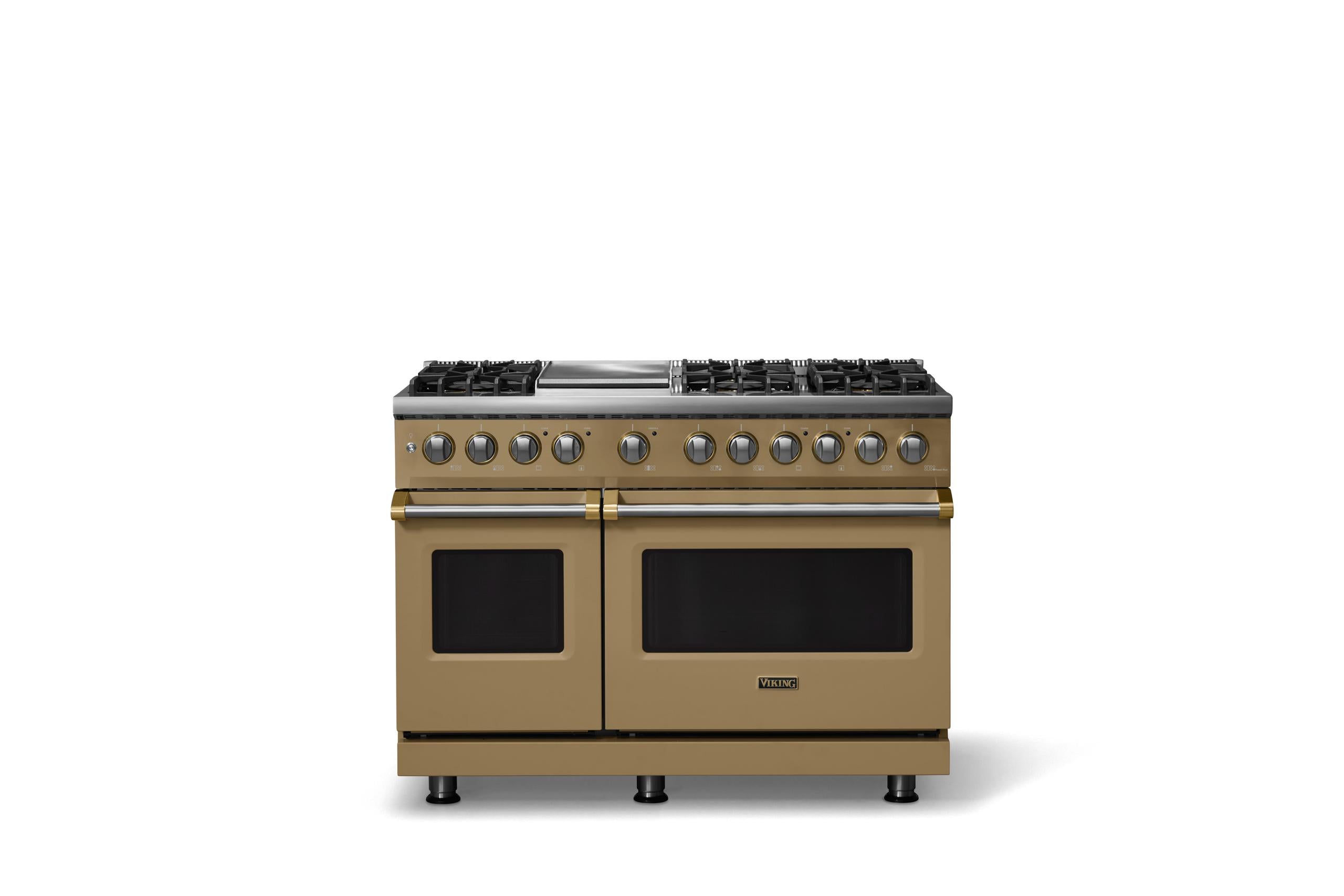 48"W. Dual Fuel Range (Burner: 6g, Finish: Golden Hour, Trim: Brushed Brass, Fuel: Propane)