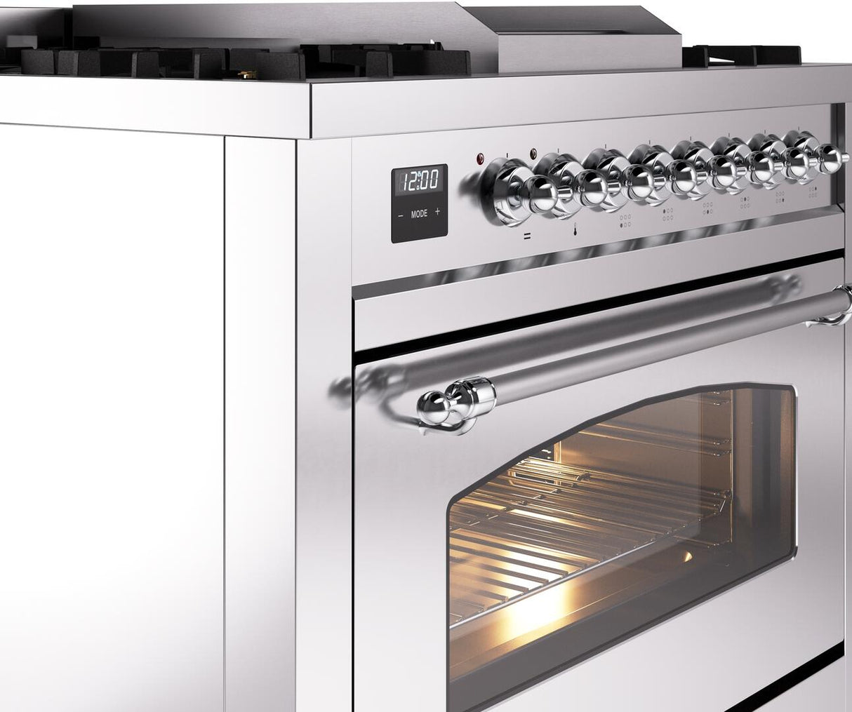 Nostalgie II 36 Inch Dual Fuel Liquid Propane Freestanding Range in Stainless Steel with Chrome Trim