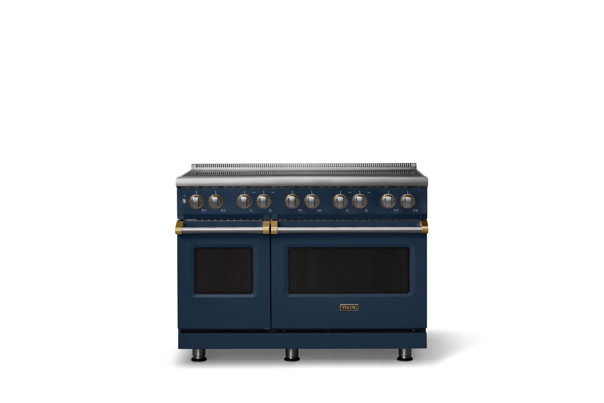48"W. Induction Range (Finish: Slate Blue, Trim: Brushed Brass)