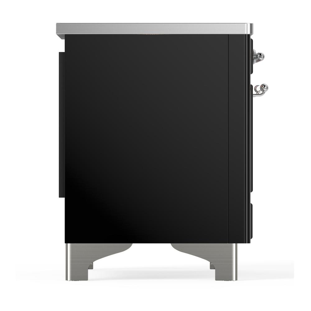 ILVE UMDIB40NR3BKC Majestic III 40 inch Induction Range with 6 Elements, 3.82 cu. ft. Total Oven Capacity (Triple Glass Door, Glossy Black, Chrome)