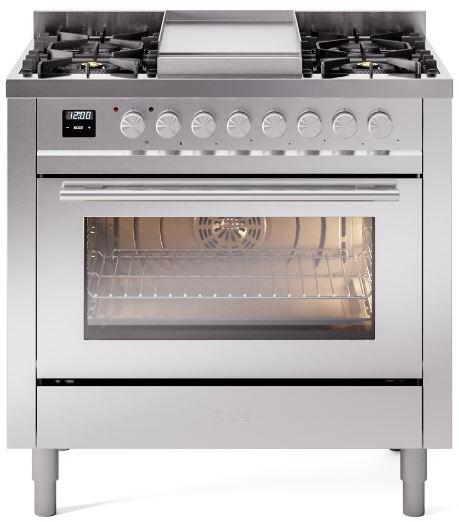 Professional Plus II 36 Inch Dual Fuel Natural Gas Freestanding Range in Stainless Steel with Trim