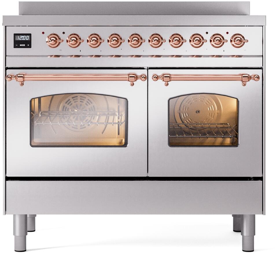 Nostalgie II 40 Inch Electric Freestanding Range in Stainless Steel with Copper Trim
