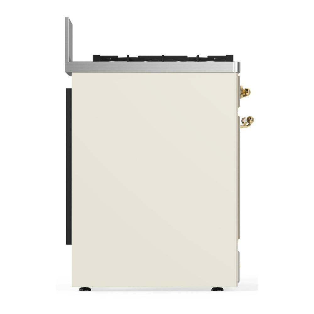 ILVE UM30QNR3AWG Majestic III 30 inch Dual Fuel Range with 5 Black Brass Burners, Dual Function Burner up to 25,000 BTU (Natural Gas, Solid Door, Antique White, Brass)