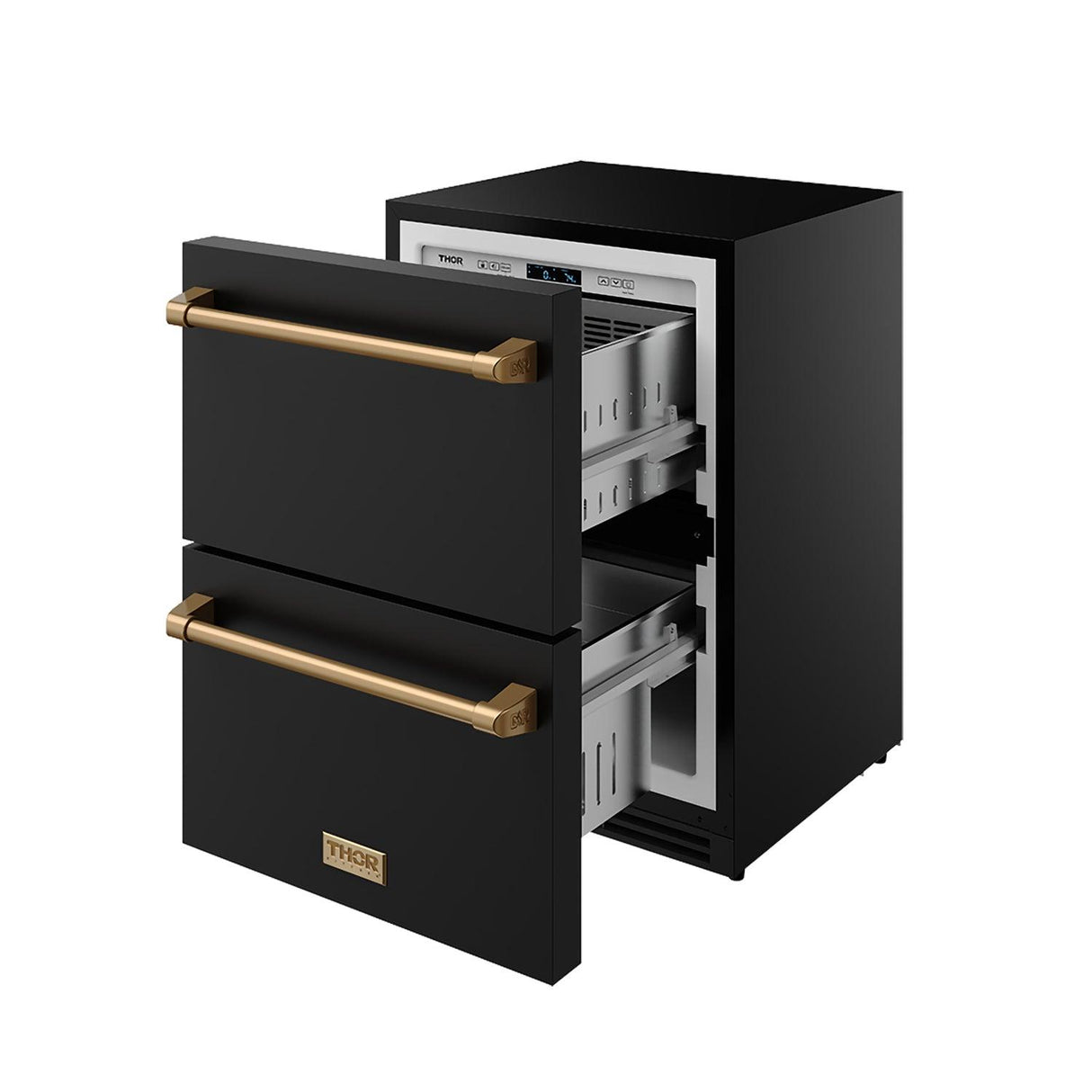 24 Inch Undercounter Built-in or Freestanding Drawer Refrigerator - Black/bronze Gordon Ramsay Series
