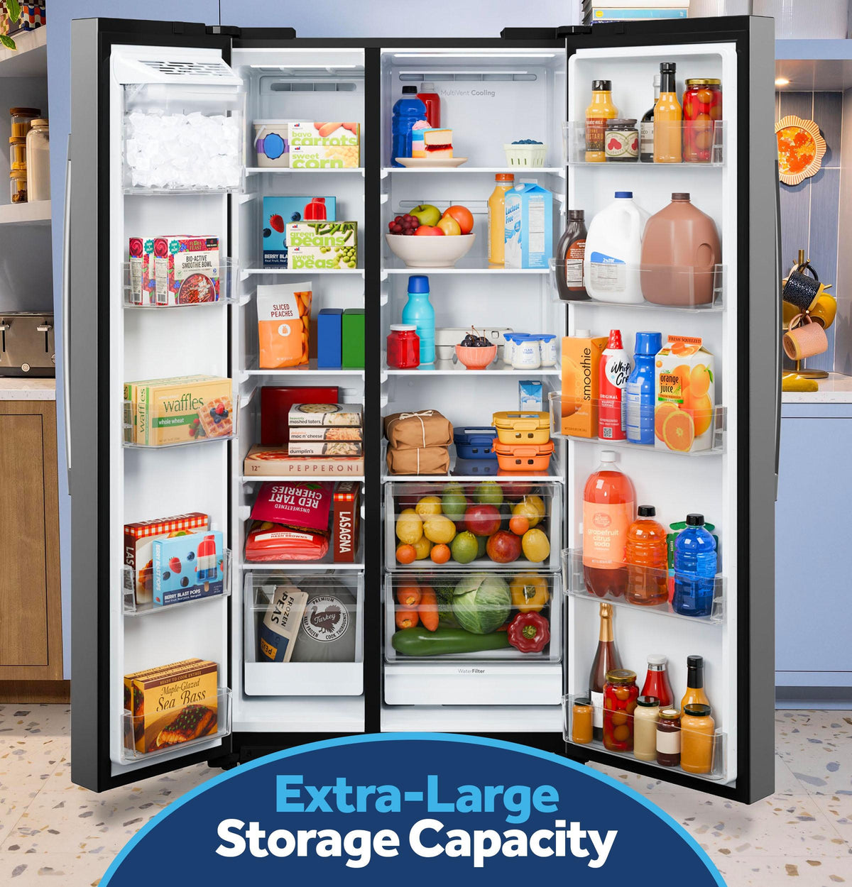 GE® 24.2 Cu. Ft. Counter-Depth Side-By-Side Refrigerator with Internal Dispenser and In-Door Icemaker