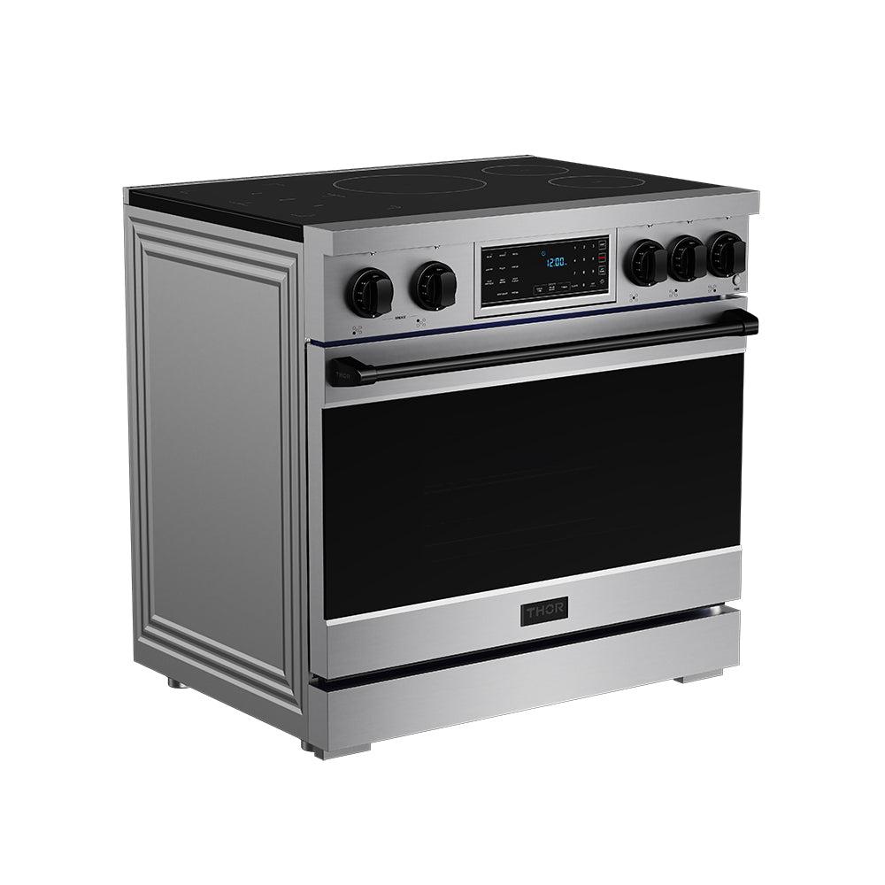36 Inch Professional Induction Range With Tilt Panel Touch Control In Stainless Steel and Black Gordon Ramsay Series