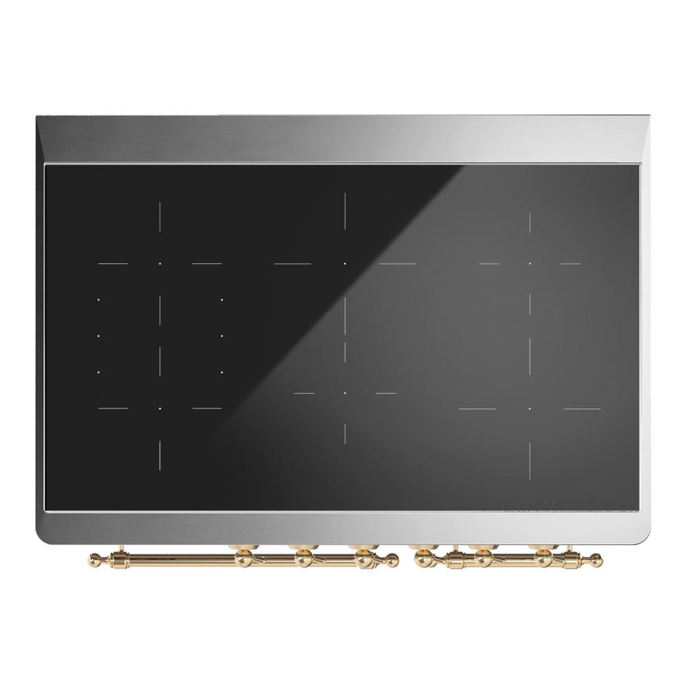 ILVE UMDIB40QNR3BGG Majestic III 40 inch Induction Range with 6 Elements, 3.82 cu. ft. Total Oven Capacity (Solid Door, Blue Grey, Brass)
