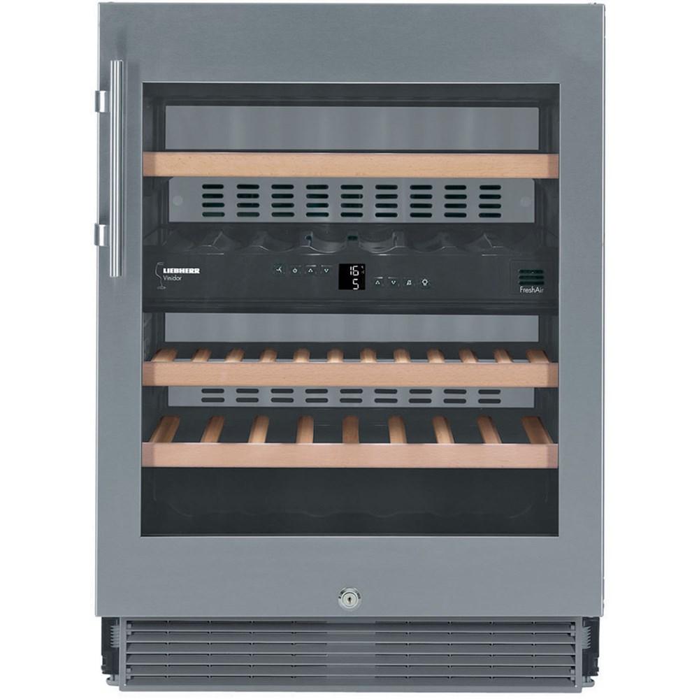Undercounter Wine Cabinet, 24", Lock, 2 Zone, Reversible Door