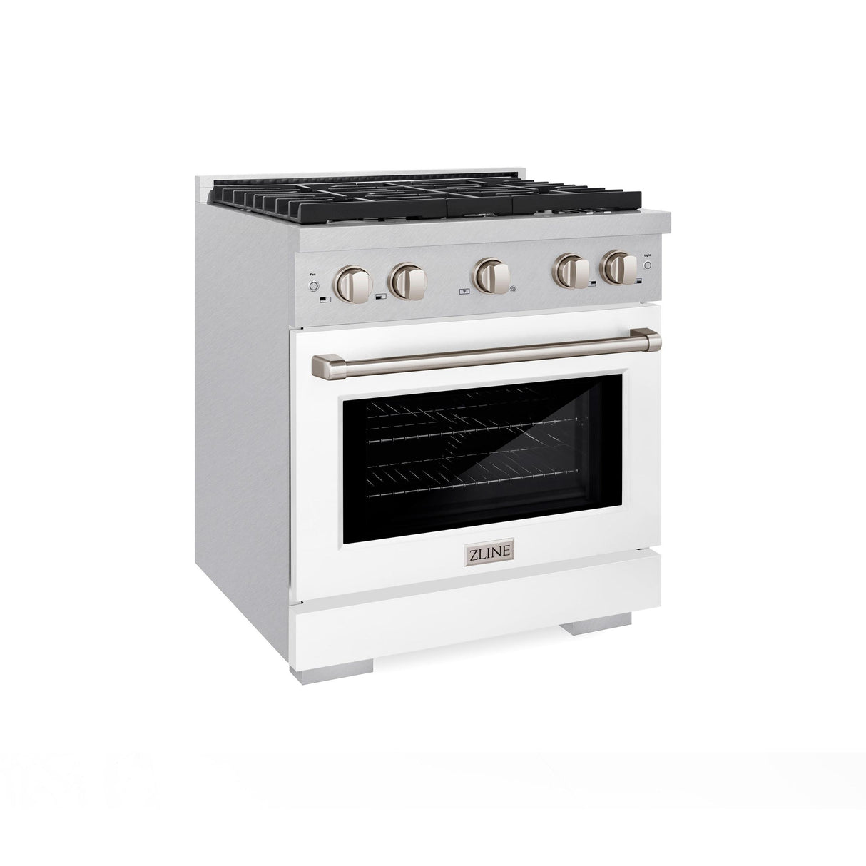 ZLINE 30 in. 4.2 cu. ft. 4 Burner Gas Range with Convection Gas Oven in DuraSnow' Stainless Steel with White Matte Door (SGRS-WM-30)