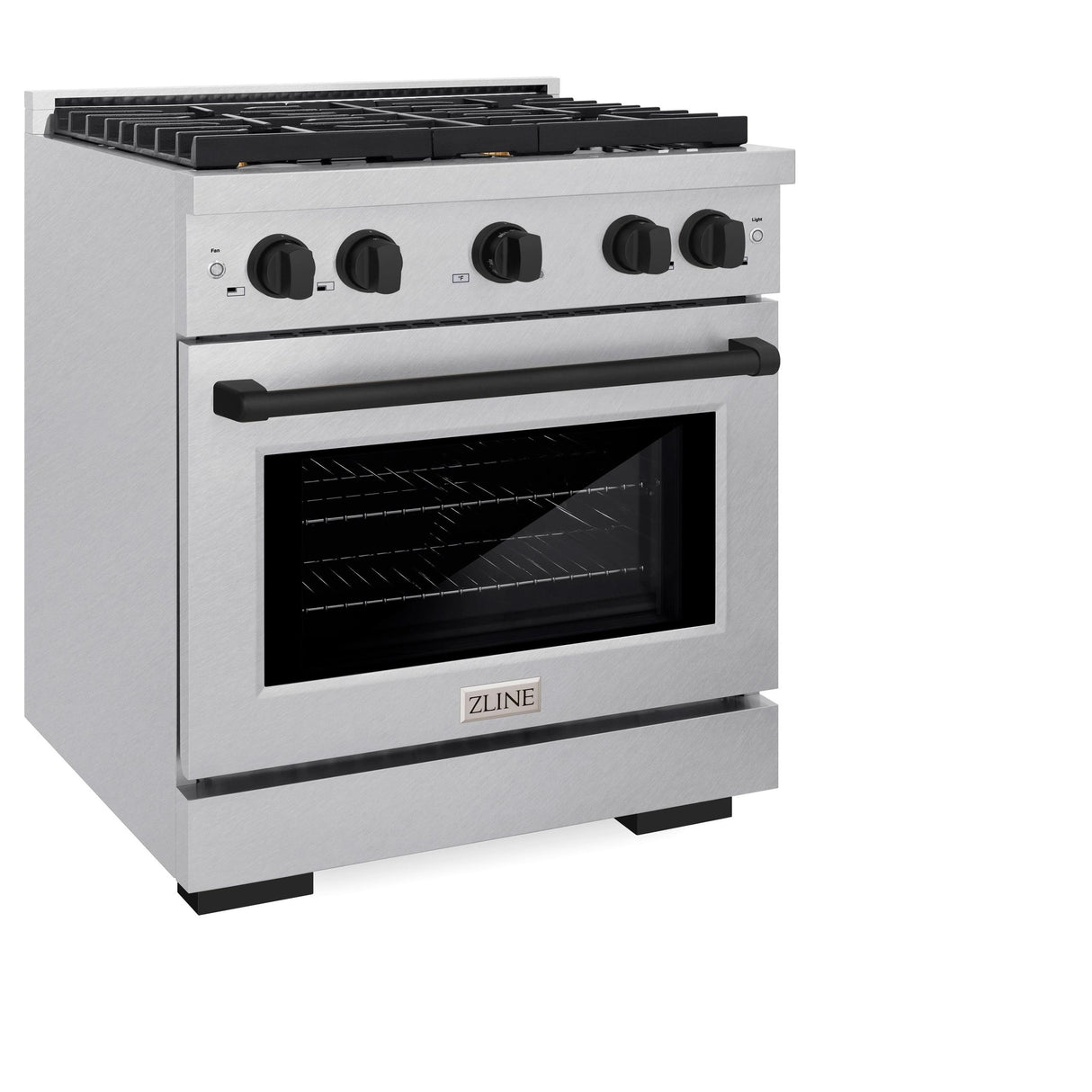 ZLINE Autograph Edition 30 in. 4.2 cu. ft. 4 Burner Gas Range with Convection Gas Oven in DuraSnow' Stainless Steel and Matte Black Accents (SGRSZ-30-MB)