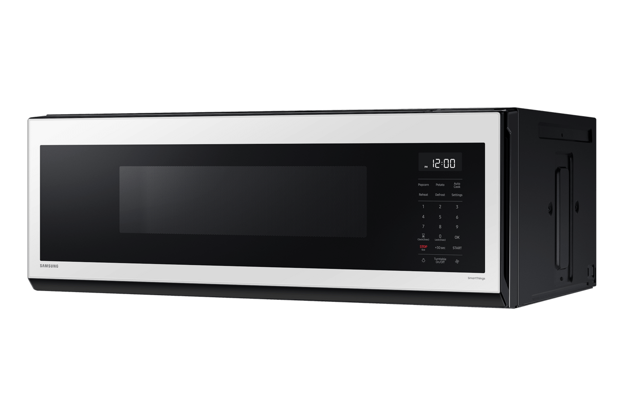 1.1 cu. ft. Bespoke Smart SLIM Over-the-Range Microwave with 400 CFM Hood Ventilation, Wi-Fi & Voice Control in White Glass
