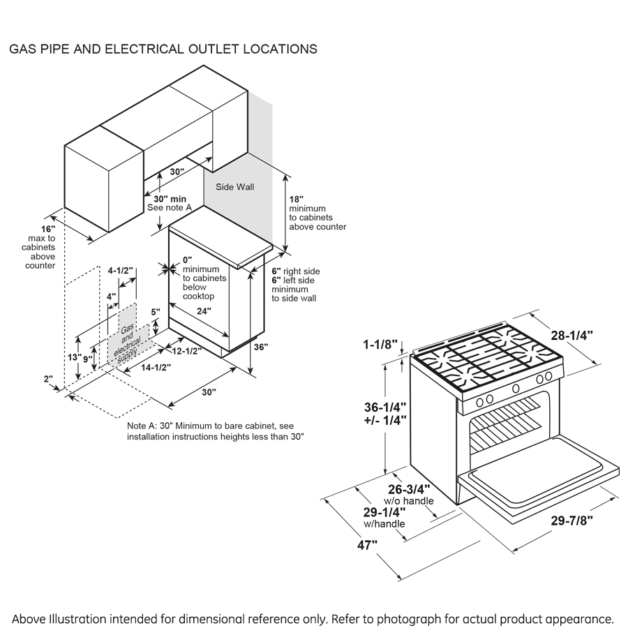 GE® 30" Slide-In Front Control Gas Range