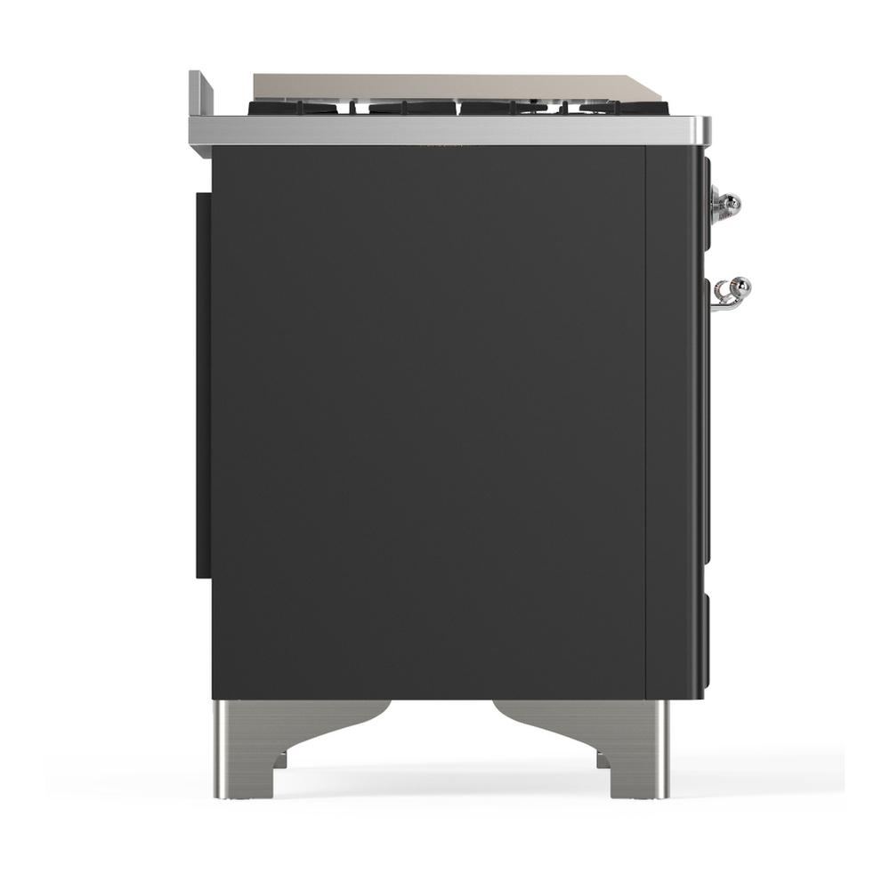 ILVE UM60FSNR3MGCLP Majestic III 60 inch Dual Fuel Range with 7 Burners, Griddle and French Top, Dual Function Burner with up to 25,000 BTU (Liquid Propane, Triple Glass Door, Graphite Matte, Chrome)