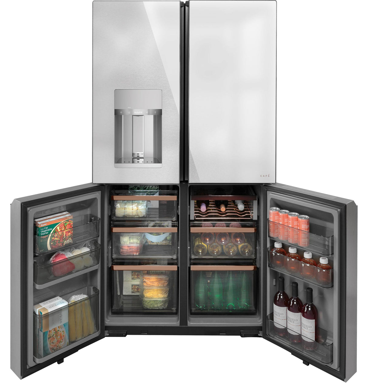 CAF(EBACK)™ ENERGY STAR® 27.4 Cu. Ft. Smart Quad-Door Refrigerator in Platinum Glass