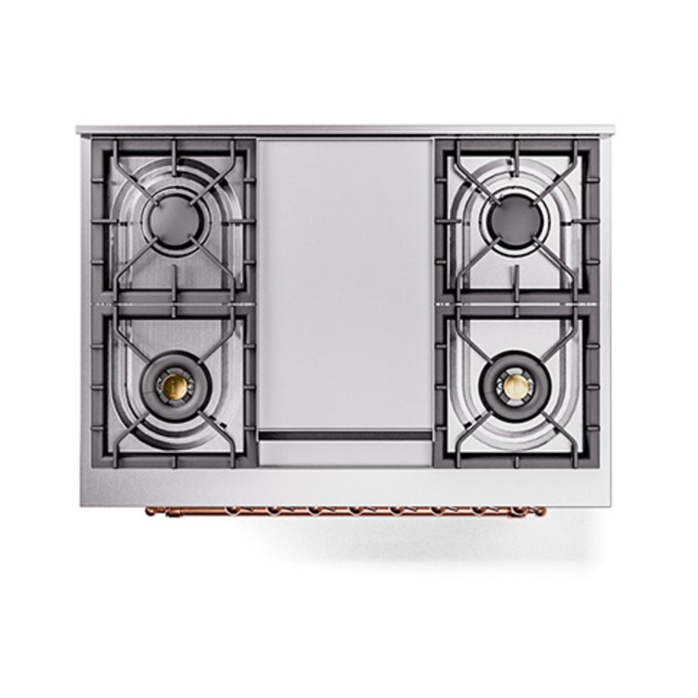 ILVE UN36FNMPAWP Nostalgie II Noblesse 36 inch Dual Fuel Range (Natural Gas, Triple Glass Door, Antique White, Copper)