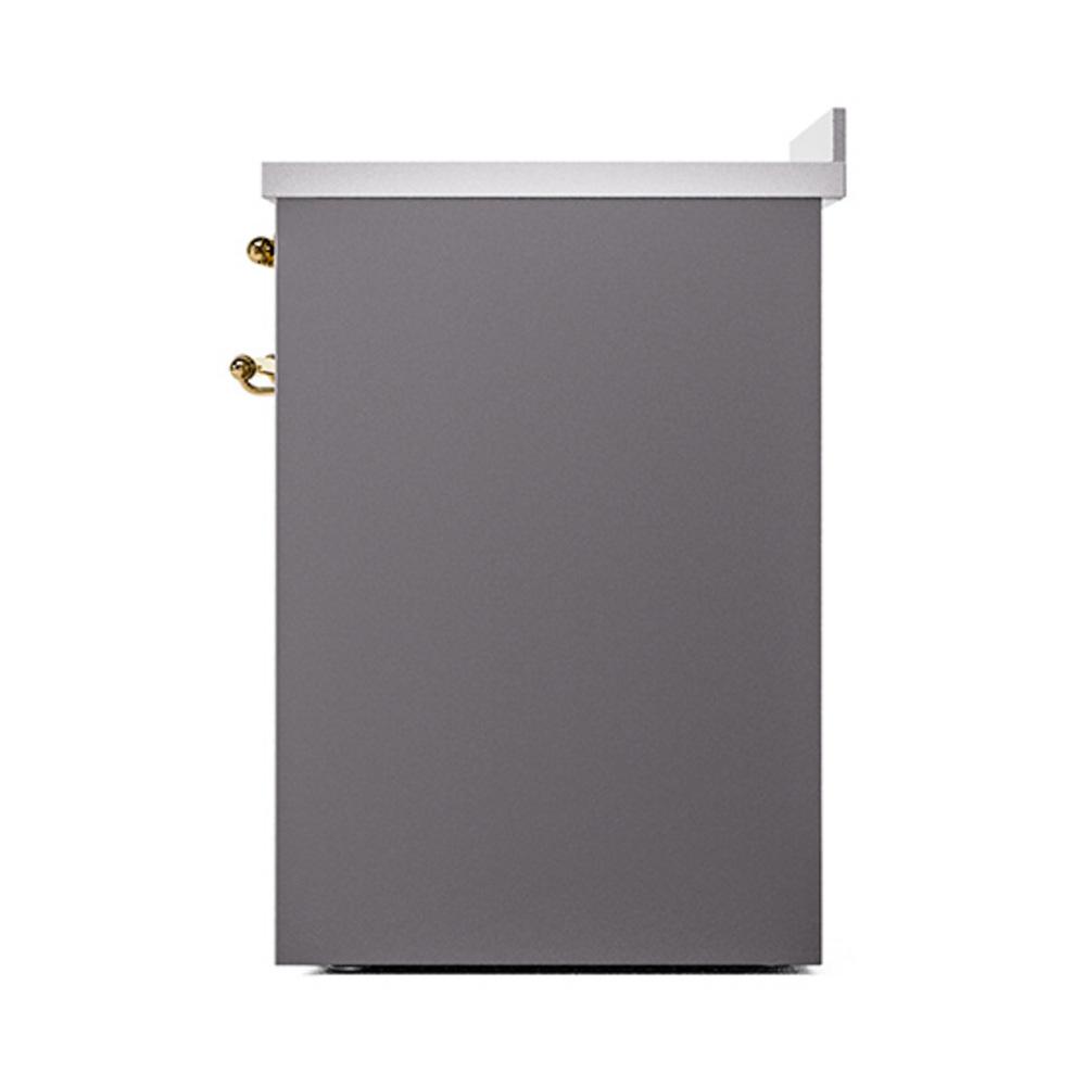 ILVE UNI304QNMPMGG Nostalgie II Noblesse 30 inch Induction Range (Solid Door, Graphite Matte, Brass)