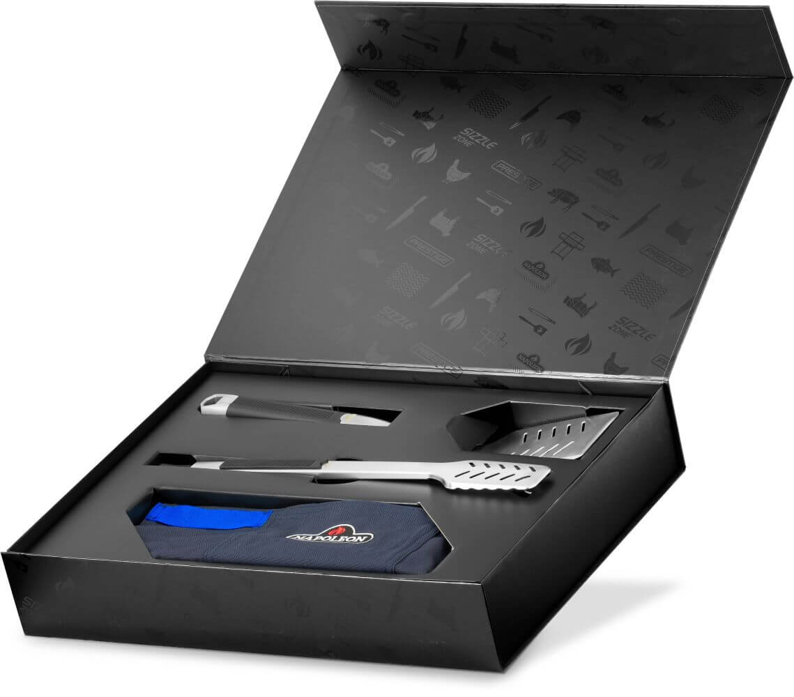 50thAnniversary Edition Prestige 500 Includes Commemorative Cover, Apron and Tool Set , Natural Gas, Black and Blue