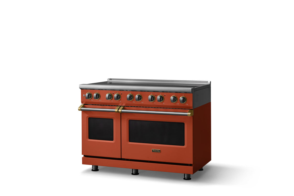 48"W. Induction Range (Finish: Spiced Cider, Trim: Brushed Brass)