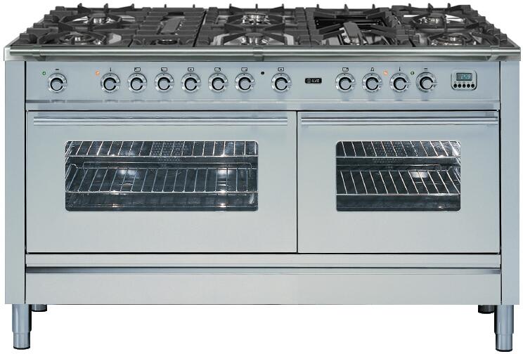 Professional Plus 60 Inch Dual Fuel Natural Gas Freestanding Range in Stainless Steel with Chrome Trim