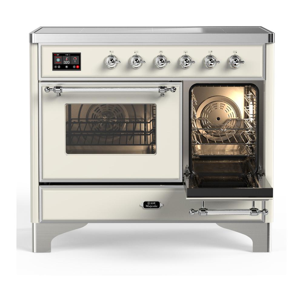 ILVE UMDIB40NR3AWC Majestic III 40 inch Induction Range with 6 Elements, 3.82 cu. ft. Total Oven Capacity (Triple Glass Door, Antique White, Chrome)