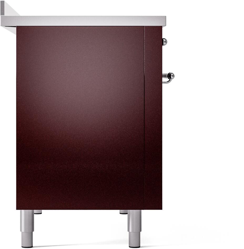 Nostalgie II 48 Inch Electric Freestanding Range in Burgundy with Chrome Trim