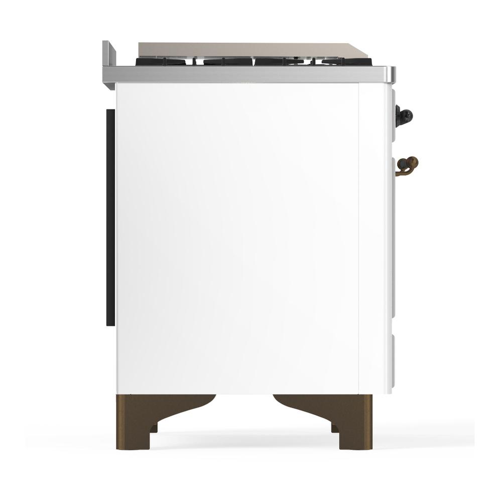 ILVE UM48FNR3WHB Majestic III 48 inch Dual Fuel Range with 8 Burners and Griddle, Dual Function Burner up to 25,000 BTU (Natural Gas, Triple Glass Door, White, Burnished)
