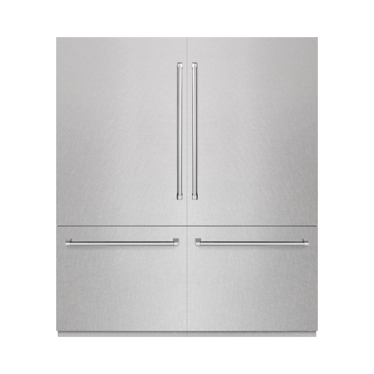ZLINE 72 in. 39.6 cu. ft. French Door Built-In Bottom Freezer Refrigerator with Water Dispensers and Ice Makers in DuraSnow' Stainless Steel with Graphite Gray Interior (GRBIT-SN-72)
