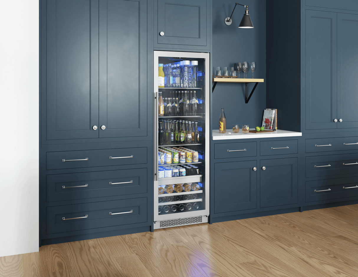 Presrv Beverage Cooler, 24in Full Size, SS+Glass, Reversible Door, 1 Zone
